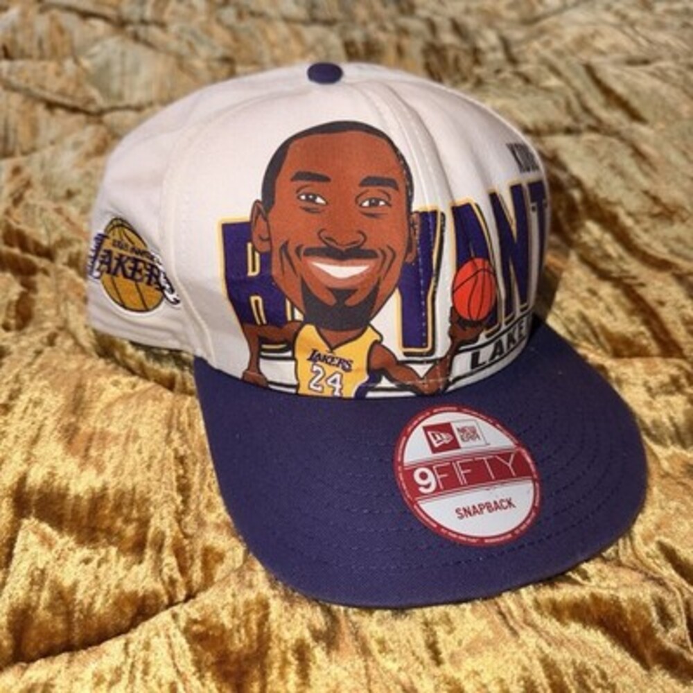 Vintage White Kobe Bryant New Era SnapBack Hat Embroidered back, "Anthony"